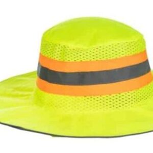 Lime Brimmed Hat With Reflective Tape