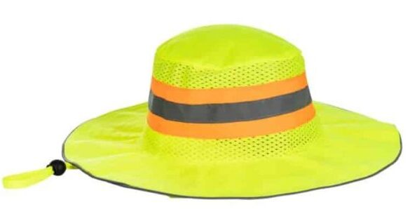 Lime Brimmed Hat With Reflective Tape